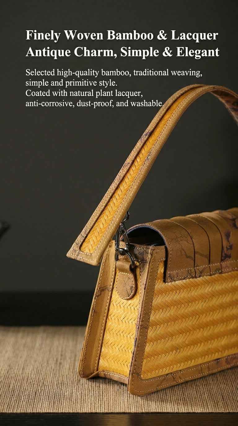 Handcrafted Wabi-Sabi Bamboo & Xiangyun Silk Crossbody Bag