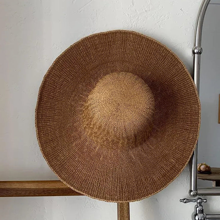 Handcrafted French Oversized Straw Sun Hat | 13cm Wide Brim Summer Beach Cap & Resort Floppy Hat - Verdant Bind