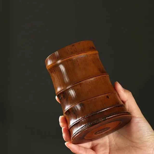 Handcrafted Natural Bamboo Root Flower Vase | Traditional Lacquer Organic Floral Vessel & Wabi-Sabi Plant Holder