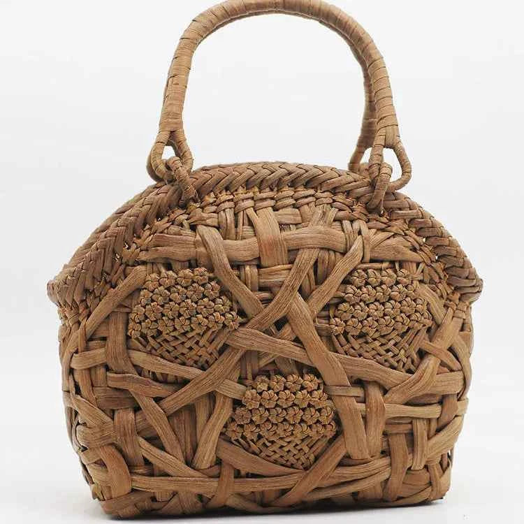 Handcrafted Wild Grapevine Shell Basket Bag - Luxury Yamabudo Woven Tote with Linen Liner
