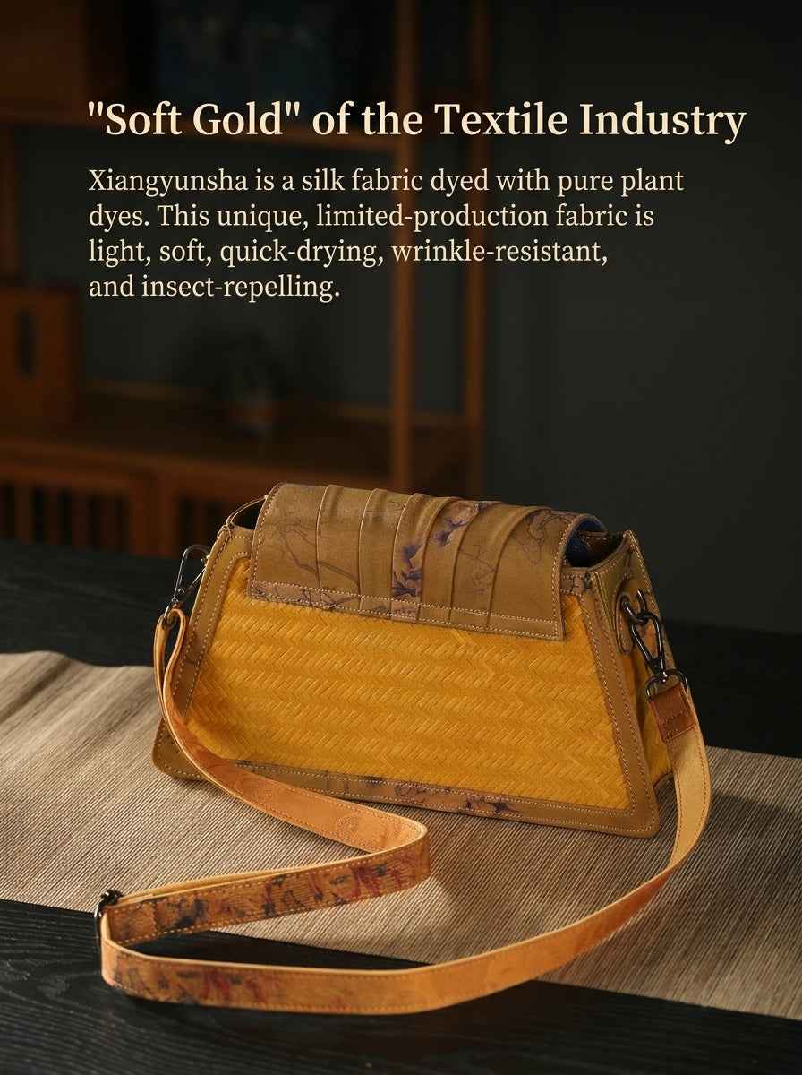 Handcrafted Wabi-Sabi Bamboo & Xiangyun Silk Crossbody Bag