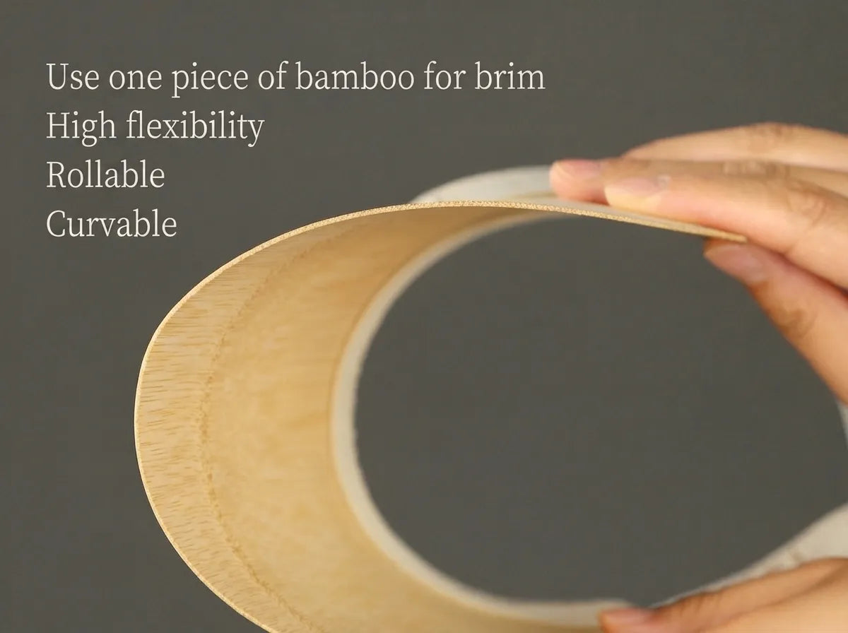 Handcrafted Flexible Bamboo Sun Visor Hat | 15cm Ultra Wide Brim Roll-Up Empty Top Shading Cap