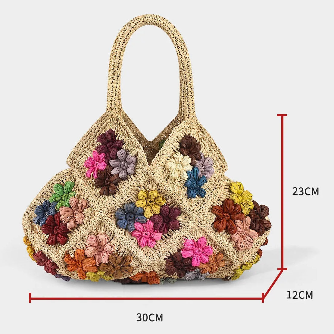 Handcrafted 3D Floral Raffia Top-Handle Bag | Summer Beach Resort Purse
