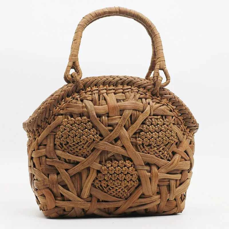 Handcrafted Wild Grapevine Shell Basket Bag - Luxury Yamabudo Woven Tote with Linen Liner