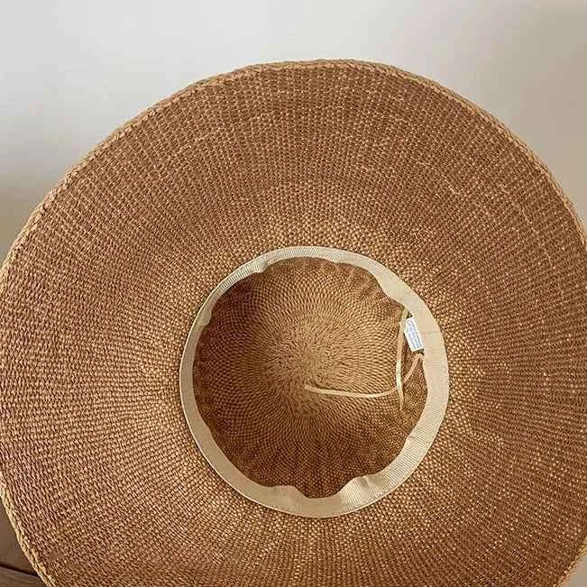 Handcrafted French Oversized Straw Sun Hat | 13cm Wide Brim Summer Beach Cap & Resort Floppy Hat