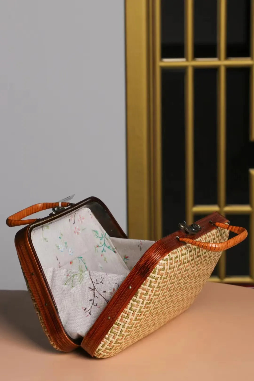 The Kyoto Artisanal Handwoven Bamboo Clutch Tote