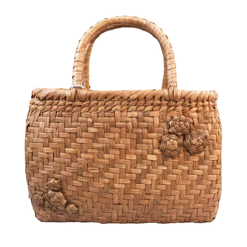 Handcrafted Wild Grapevine Woven Tote Bag | 3D Floral Accent Mountain Vine Basket Purse & Wabi-Sabi Luxury Handbag
