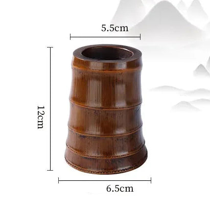 Handcrafted Natural Bamboo Root Flower Vase | Traditional Lacquer Organic Floral Vessel & Wabi-Sabi Plant Holder - Verdant Bi