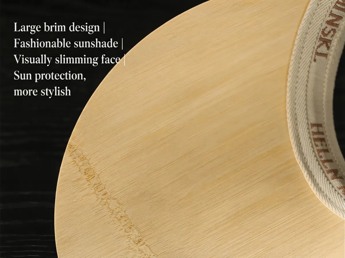 Handcrafted Flexible Bamboo Sun Visor Hat | 15cm Ultra Wide Brim Roll-Up Empty Top Shading Cap