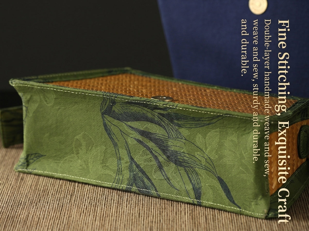 Handcrafted Wabi-Sabi Bamboo & Xiangyun Silk Crossbody Bag Green