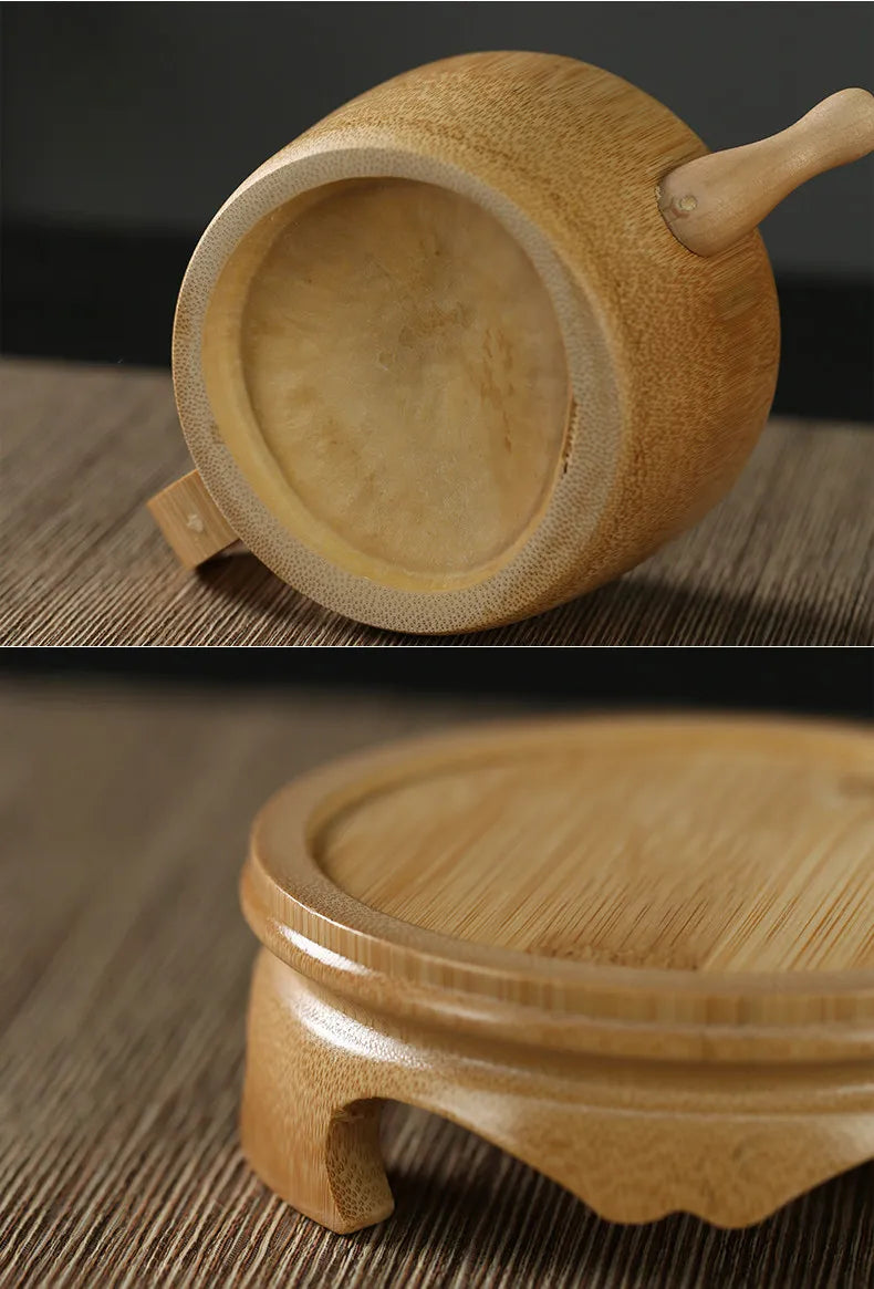 Handcrafted Solid Bamboo Teapot with Stand | Functional Water-Tight Teapot - Verdant Bind