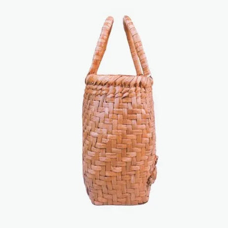 Handcrafted Wild Grapevine Woven Tote Bag | 3D Floral Accent Mountain Vine Basket Purse & Wabi-Sabi Luxury Handbag