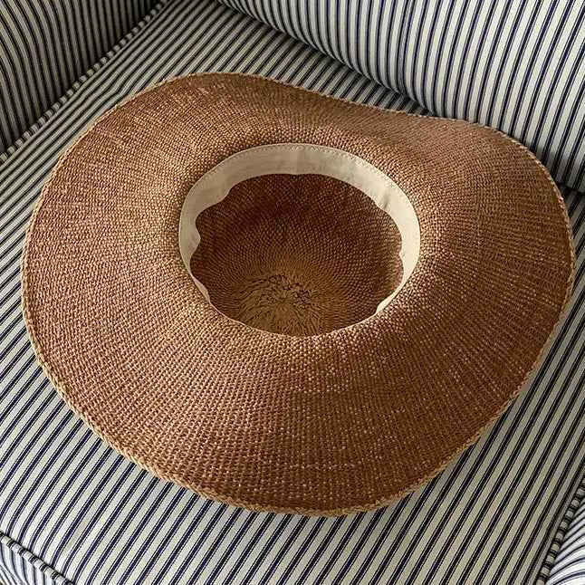 Handcrafted French Oversized Straw Sun Hat | 13cm Wide Brim Summer Beach Cap & Resort Floppy Hat
