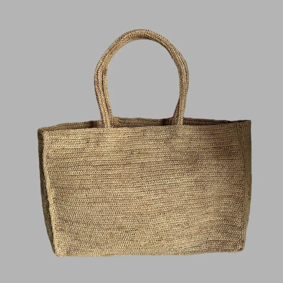 Handcrafted 100% Natural Raffia Tote Bag | 3D Floral Crochet Summer Beach Purse