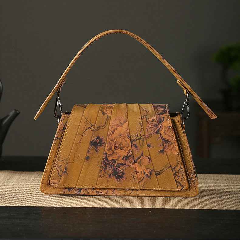 Handcrafted Wabi-Sabi Bamboo & Xiangyun Silk Crossbody Bag Brown