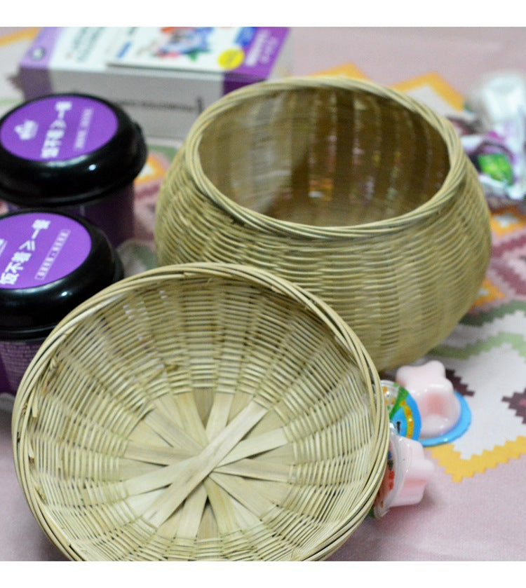 Bamboo Woven Pumpkin Storage Box Handwoven Bamboo Storage Basket Set with Lids