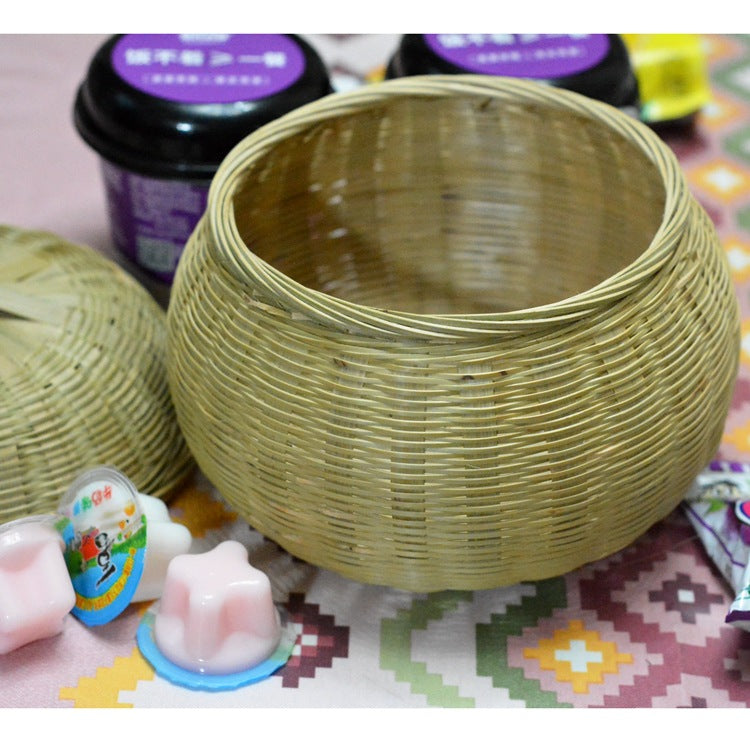 Bamboo Woven Pumpkin Storage Box Handwoven Bamboo Storage Basket Set with Lids