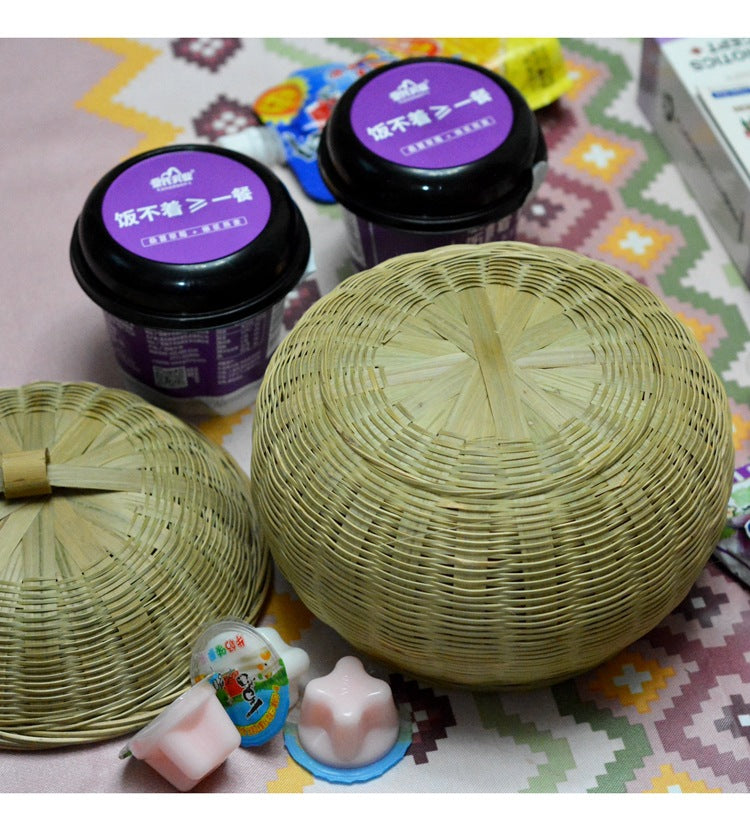 Bamboo Woven Pumpkin Storage Box Handwoven Bamboo Storage Basket Set with Lids
