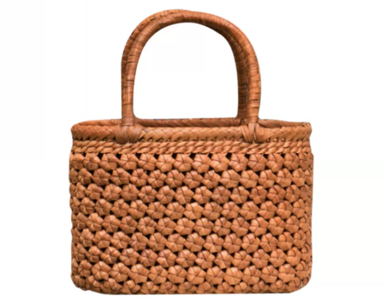 Handcrafted Wild Grapevine Woven Tote Bag  Vintage Flower Knot Straw Purse - Verdant Bind