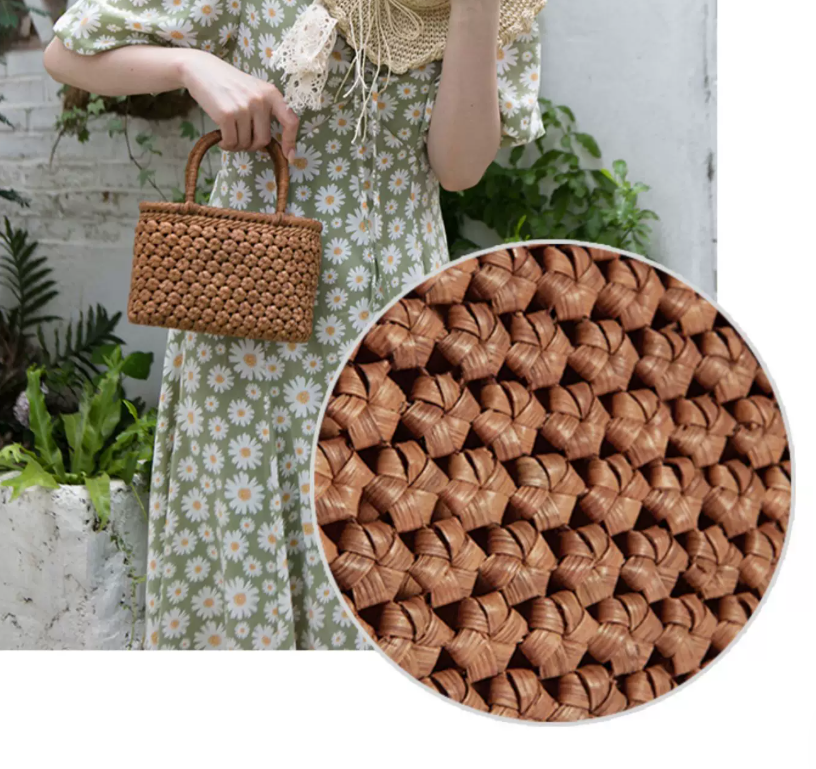 Handcrafted Wild Grapevine Woven Tote Bag  Vintage Flower Knot Straw Purse - Verdant Bind