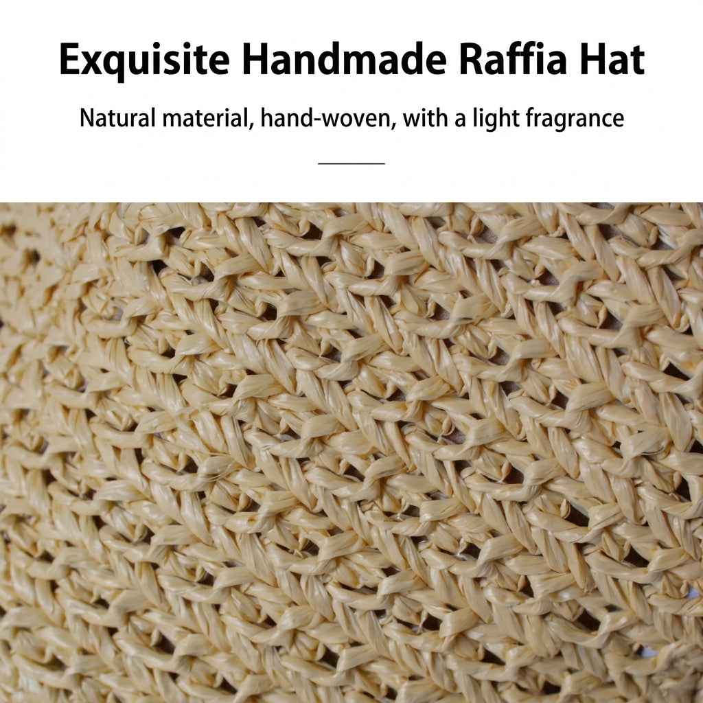 Handwoven Raffia Straw Baseball Cap - Adjustable Summer Sun Hat (S, M, L for Big Heads)