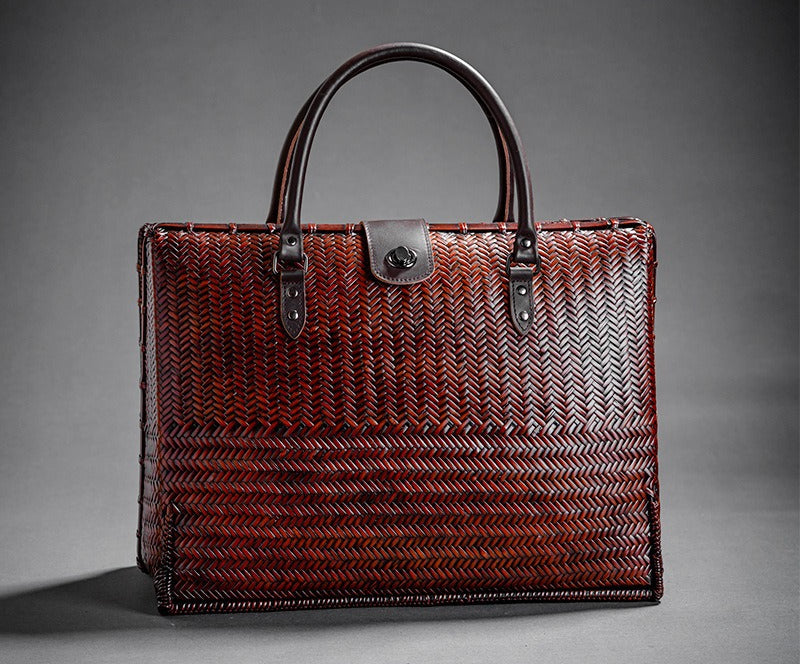 The Heritage - Handwoven Bamboo Structured Tote briefcase