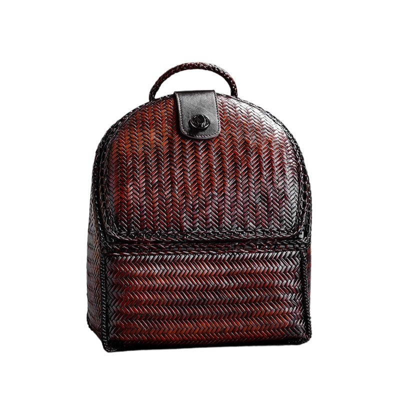 Handwoven Bamboo Backpack for Women - Natural Woven Rucksack