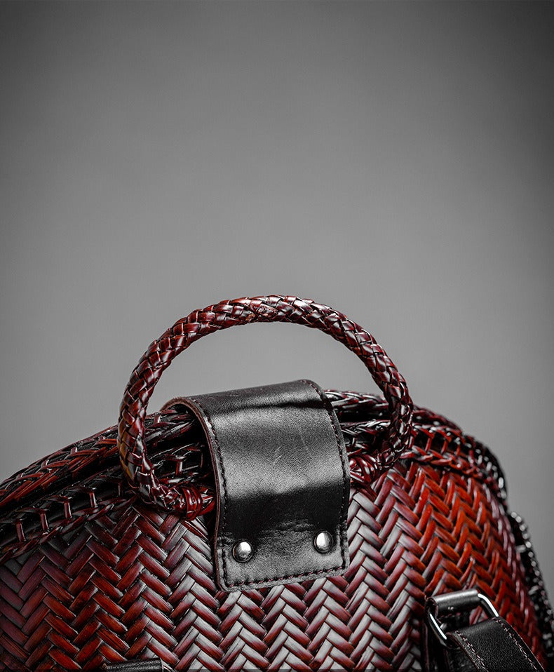 Handwoven Bamboo Backpack for Women - Natural Woven Rucksack