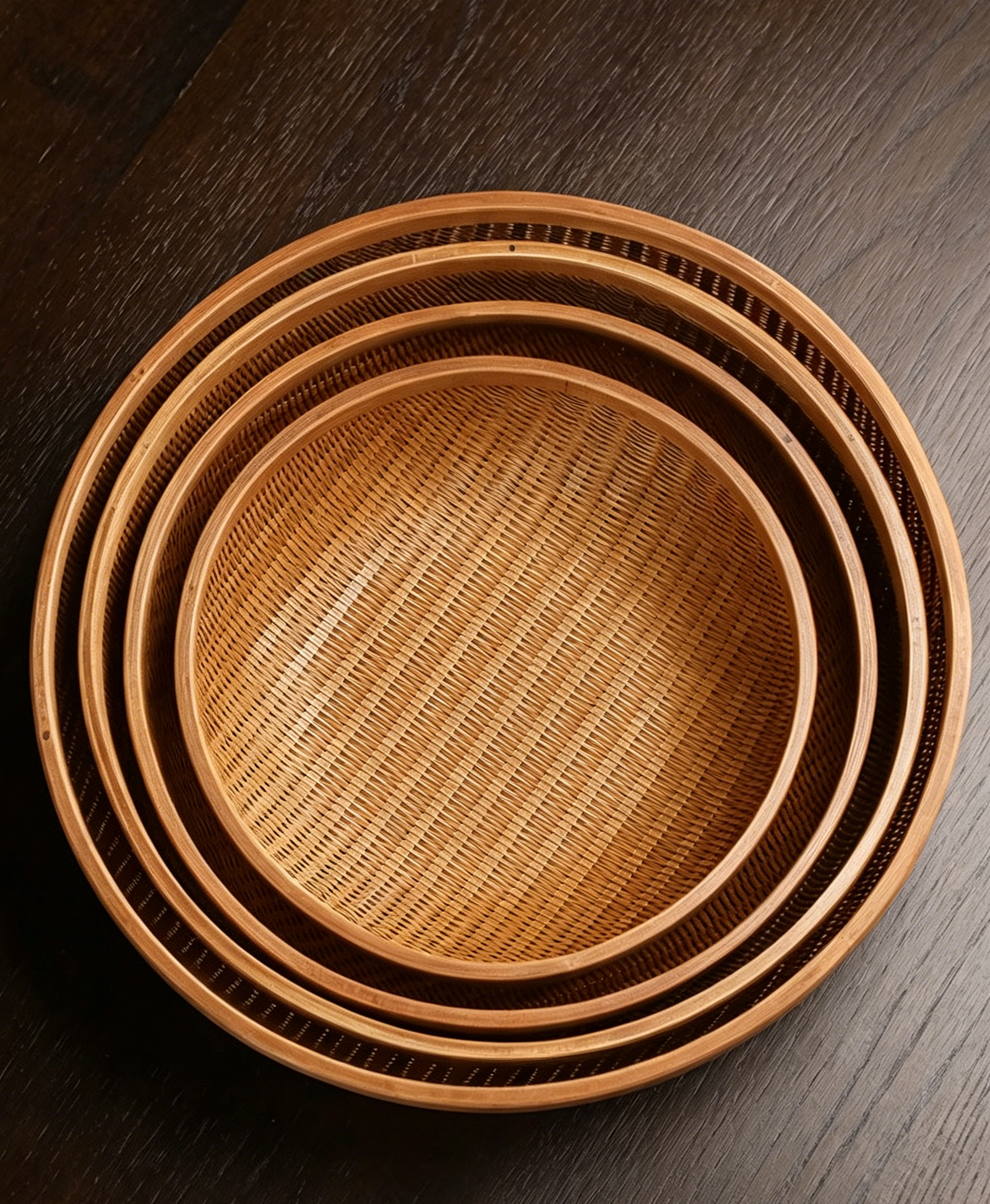 Handcrafted Bamboo Storage Basket with Natural Lacquer Finish - Round Fruit & Bread Bowl - Verdant Bind