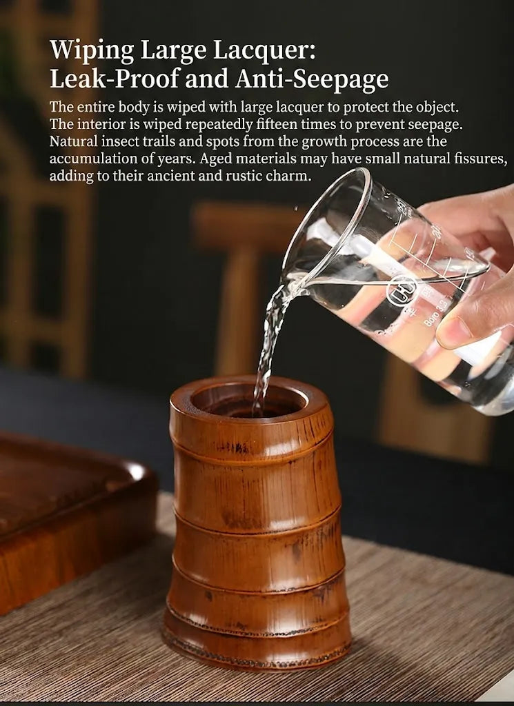 Handcrafted Natural Bamboo Root Flower Vase | Traditional Lacquer Organic Floral Vessel & Wabi-Sabi Plant Holder - Verdant Bi