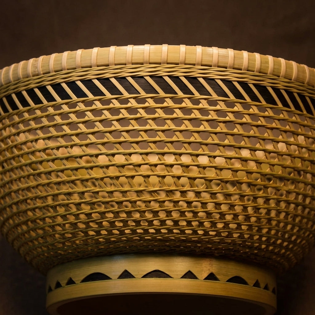Handwoven Bamboo Fruit Bowl & Hexagonal Open-Weave Decorative