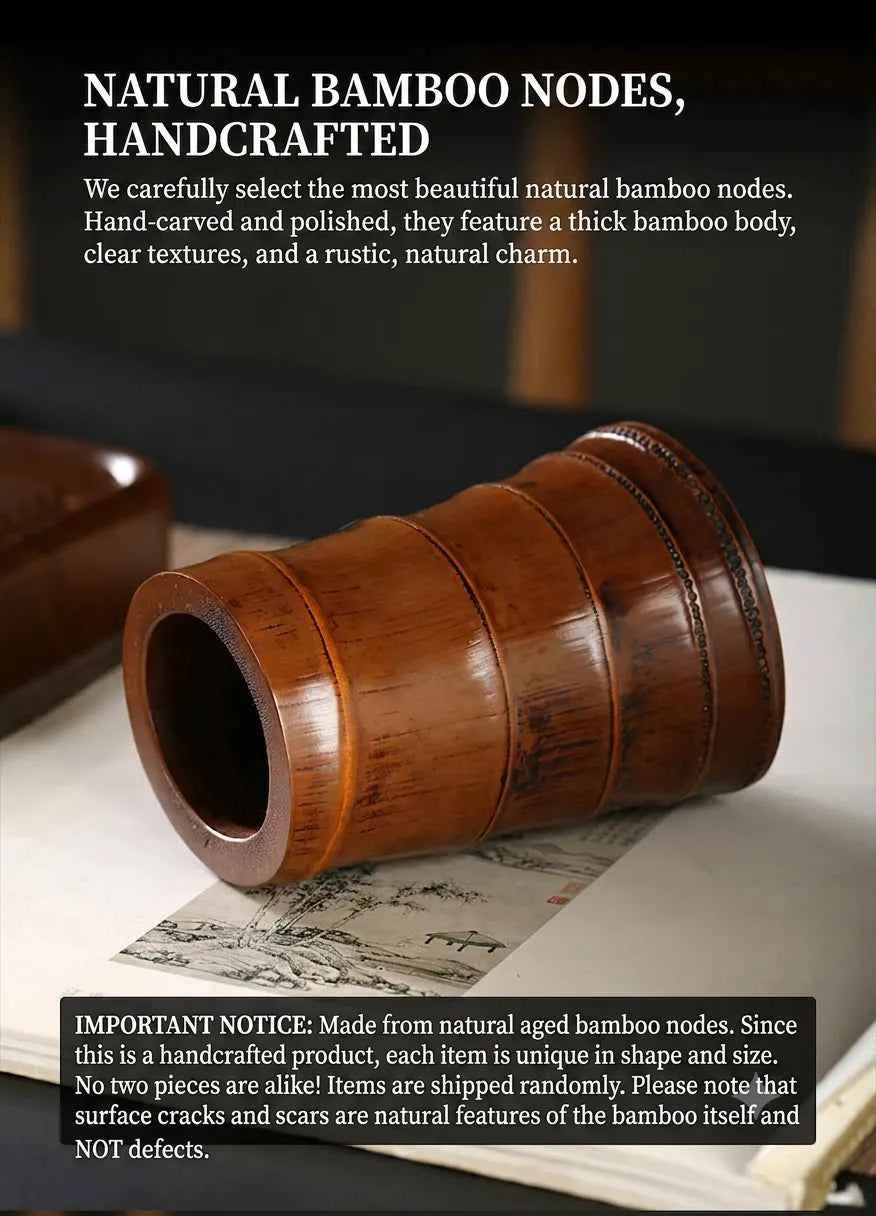 Handcrafted Natural Bamboo Root Flower Vase | Traditional Lacquer Organic Floral Vessel & Wabi-Sabi Plant Holder
