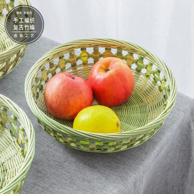 The Lattice Basket Woven Bamboo Hollow-out Snack Storage Basket