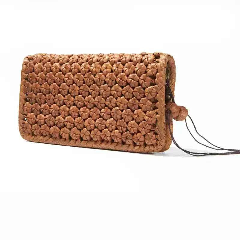 Handcrafted Wild Grapevine Long Wallet  Vintage Unisex Hexagonal Flower Knot Zipper Clutch