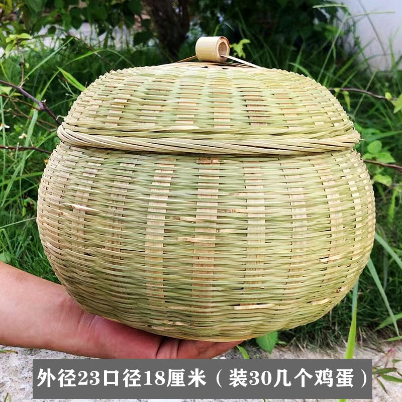 Bamboo Woven Pumpkin Storage Box Handwoven Bamboo Storage Basket Set with Lids