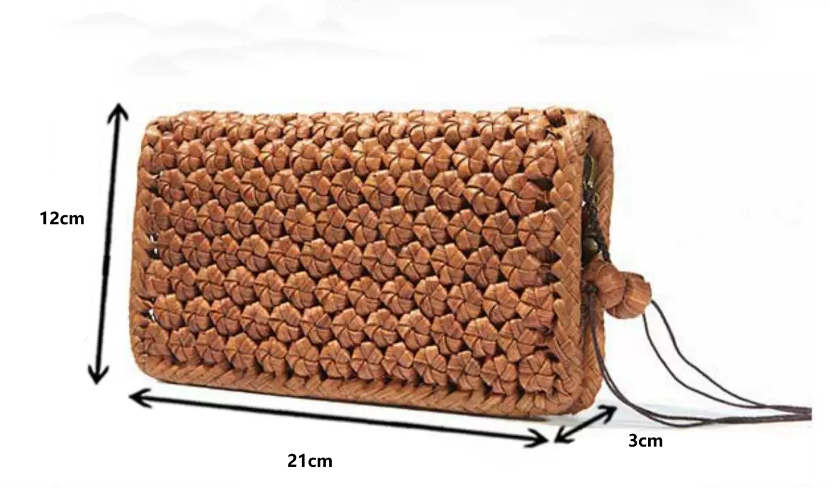 Handcrafted Wild Grapevine Long Wallet  Vintage Unisex Hexagonal Flower Knot Zipper Clutch