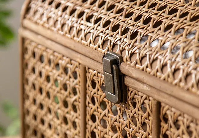 Natural Rattan & Solid Wood Storage Treasure Chest