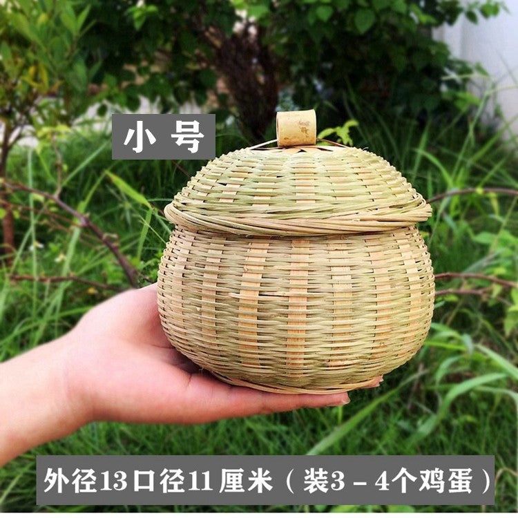 Bamboo Woven Pumpkin Storage Box Handwoven Bamboo Storage Basket Set with Lids