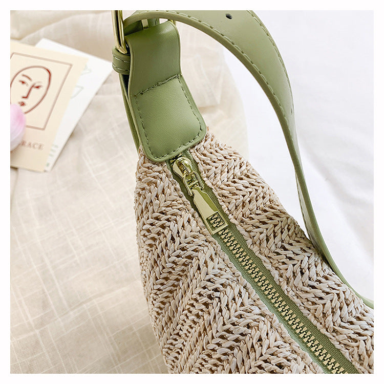 Handwoven Half-Moon Crossbody Verdant Bind Minimalist Woven Crescent Shoulder Bag