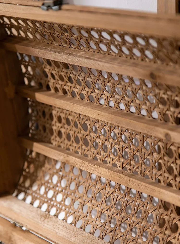 Natural Rattan & Solid Wood Storage Treasure Chest