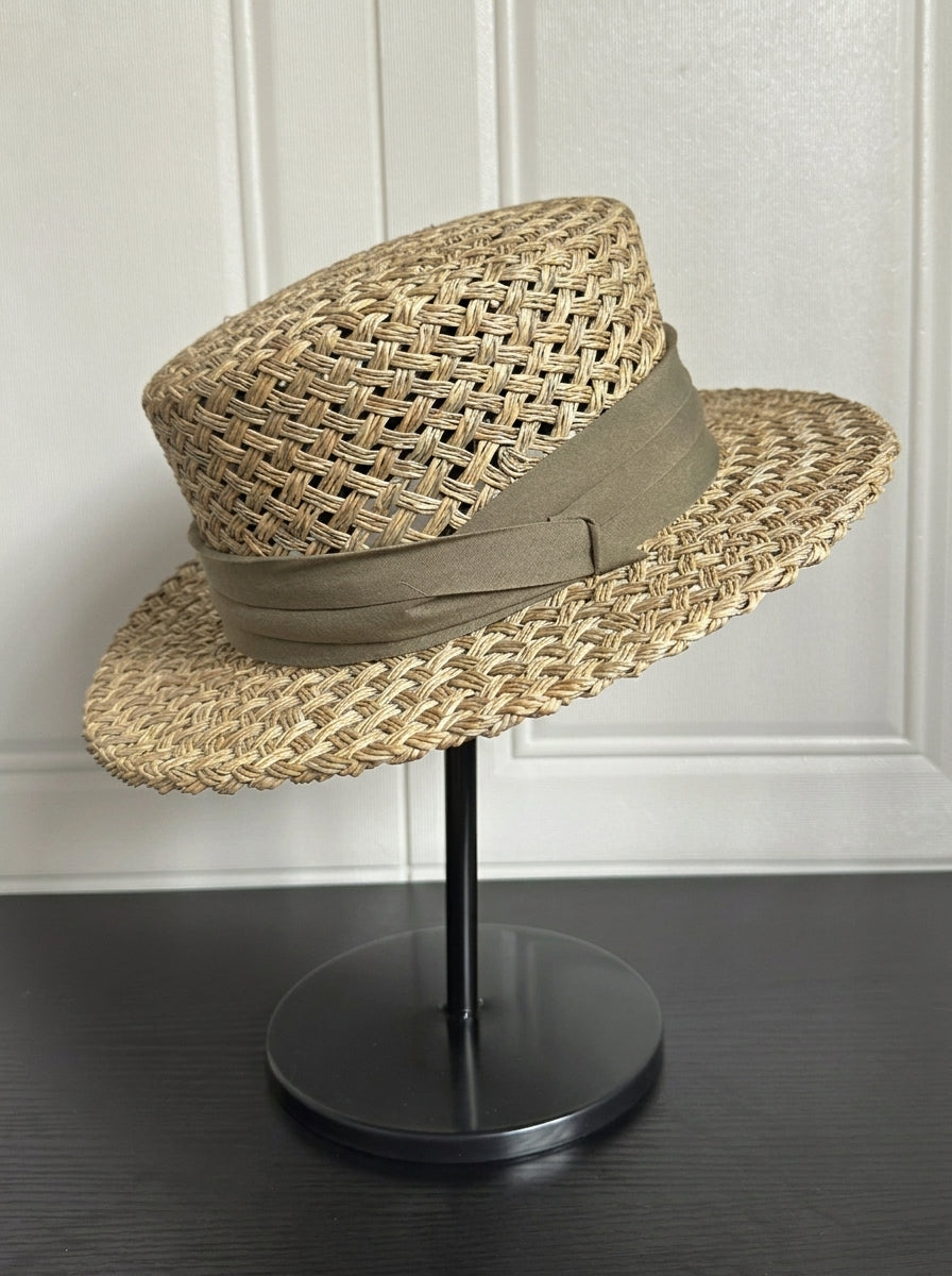 Handwoven Open-Weave Straw Fedora Hat - Breathable Summer Panama Sun Hat