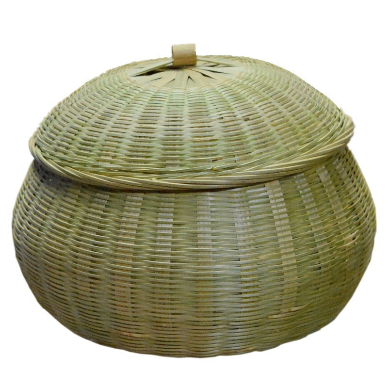 Bamboo Woven Pumpkin Storage Box Handwoven Bamboo Storage Basket Set with Lids