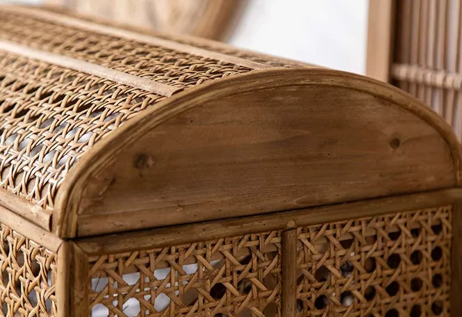Natural Rattan & Solid Wood Storage Treasure Chest