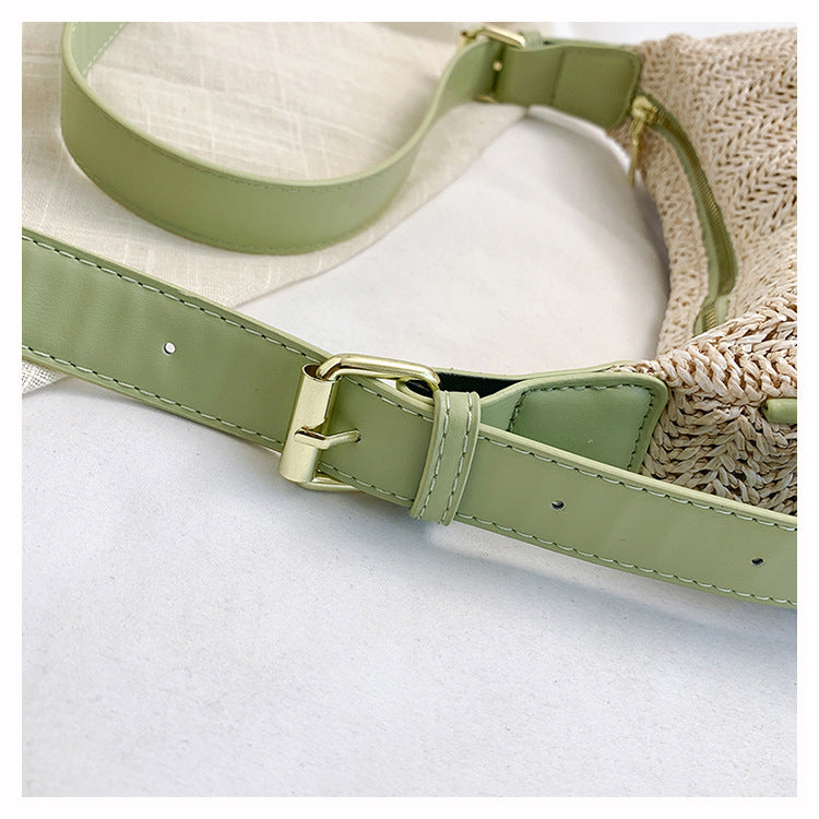 Handwoven Half-Moon Crossbody Verdant Bind Minimalist Woven Crescent Shoulder Bag