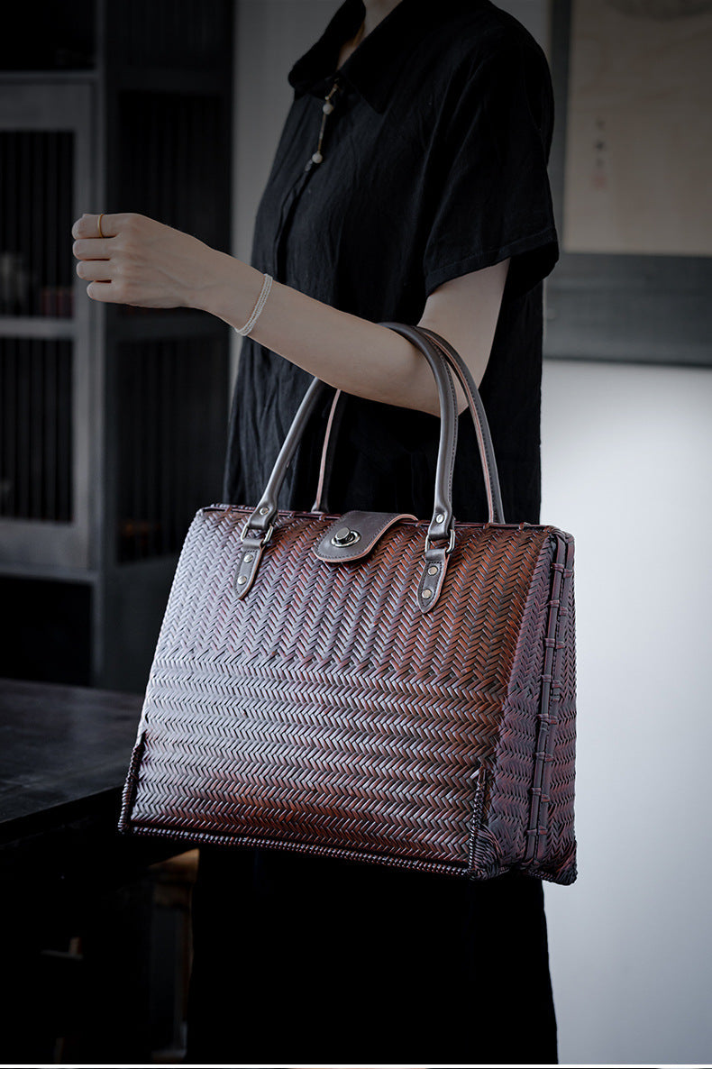 The Heritage - Handwoven Bamboo Structured Tote briefcase