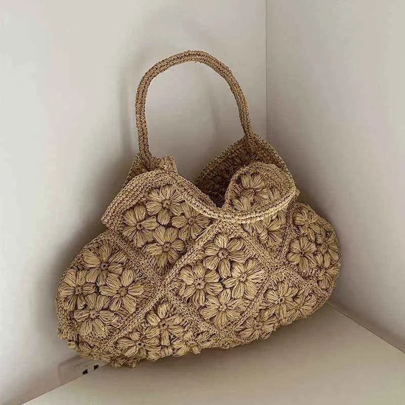 French Romantic 3D Daisy Crochet Shoulder Purse