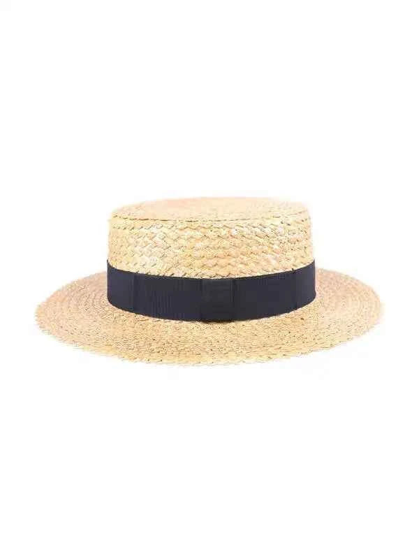 Handwoven Wheat Straw Boater Panama Hat with Wide Brim Sun Protection for Women & Men
