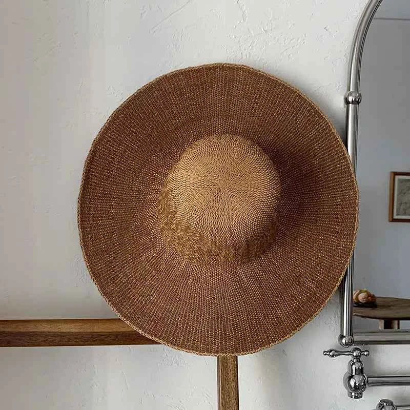 Handcrafted French Oversized Straw Sun Hat | 13cm Wide Brim Summer Beach Cap & Resort Floppy Hat