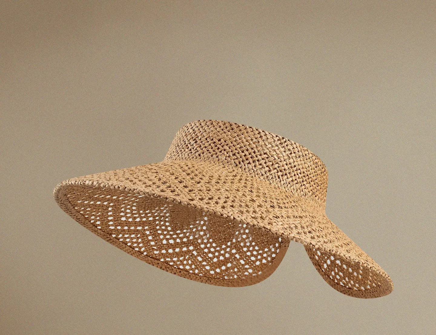 Handcrafted French Open-Weave Straw Visor Hat | Wide Brim Summer Sun Hat & Roll-Up Empty Top Beach Cap