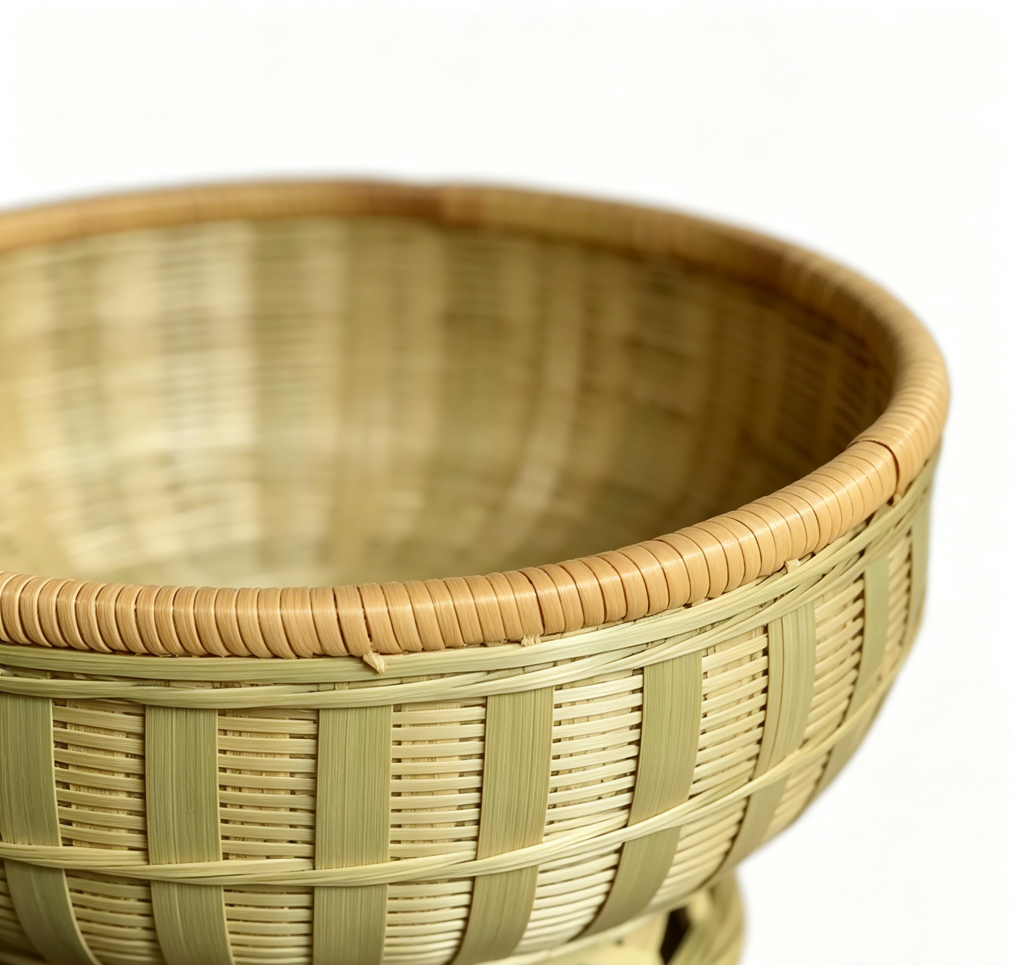 Handwoven Bamboo Fruit Bowl with Pedestal | Elevated Decorative Storage Basket - Verdant Bind